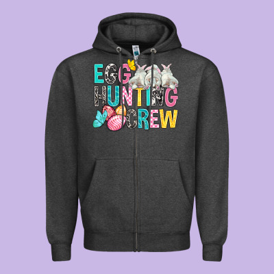 Egg Hunting Crew Easter Zipper Hoodie Designed By Bundleandbundleshop