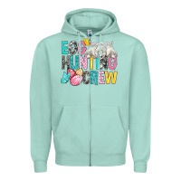 Seafoam Egg Hunting Crew Easter Zipper Hoodie - BundleAndBundleShop