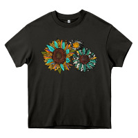 Asphalt western sunflowers Heavy Core Tee - RanaPortraitStore