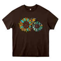 Chocolate Brown western sunflowers Heavy Core Tee - RanaPortraitStore
