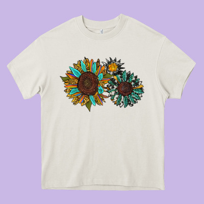Western Sunflowers Heavy Core Tee Designed By Ranaportraitstore