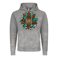 Cloud Rock gemstone cowhide leopard turquoise sunflower Vintage Hoodie - Artiststas