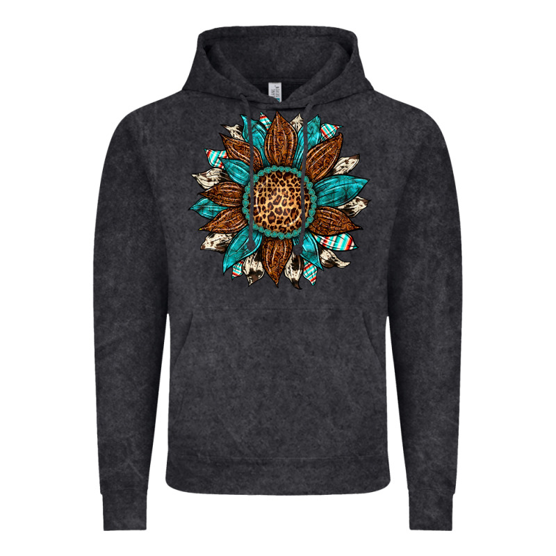 Gemstone Cowhide Leopard Turquoise Sunflower Vintage Hoodie by Artiststas | Teevron