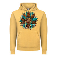 Vintage Mustard gemstone cowhide leopard turquoise sunflower Vintage Hoodie - Artiststas