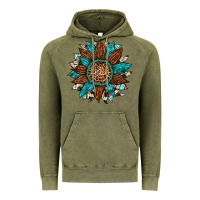 Vintage Olive gemstone cowhide leopard turquoise sunflower Vintage Hoodie - Artiststas