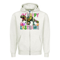 Oatmeal Heather Happy Eastrawr Easter Zipper Hoodie - BundleAndBundleShop
