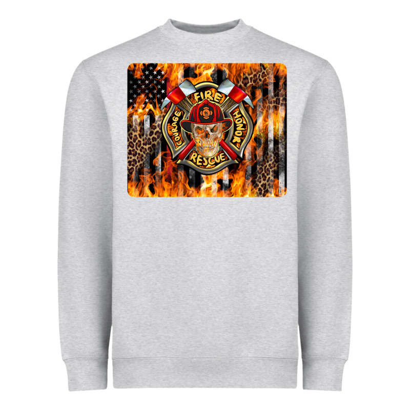Firefighter Skull Heavyweight Sweatshirt by LillyAllenDesigns | Teevron