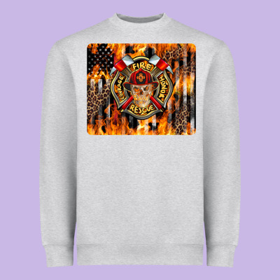 Firefighter Skull Heavyweight Sweatshirt Designed By Lillyallendesigns