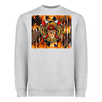Heather Grey Firefighter Skull Heavyweight Sweatshirt - LillyAllenDesigns