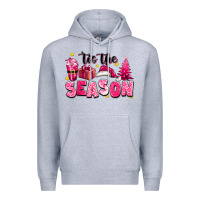 Heather Grey Pink 'tis the season Christmas Premium Hoodie - texasbilliewilder