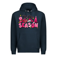 Navy Pink 'tis the season Christmas Premium Hoodie - texasbilliewilder