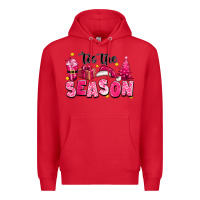 Red Pink 'tis the season Christmas Premium Hoodie - texasbilliewilder