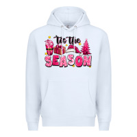 White Pink 'tis the season Christmas Premium Hoodie - texasbilliewilder