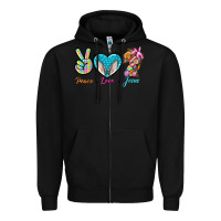 Black Peace Love Easter Jesus Zipper Hoodie - BundleAndBundleShop