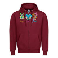 Burgundy Peace Love Easter Jesus Zipper Hoodie - BundleAndBundleShop