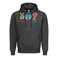 Charcoal Heather Peace Love Easter Jesus Zipper Hoodie - BundleAndBundleShop