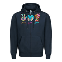Navy Peace Love Easter Jesus Zipper Hoodie - BundleAndBundleShop