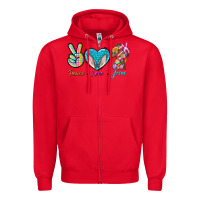 Red Peace Love Easter Jesus Zipper Hoodie - BundleAndBundleShop