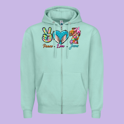 Peace Love Easter Jesus Zipper Hoodie Designed By Bundleandbundleshop