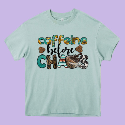 Western Caffeine Before Chaos Heavy Core Tee Designed By Barkaloodesign