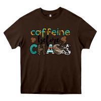 Chocolate Brown western caffeine before chaos Heavy Core Tee - BarkalooDesign