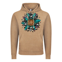 Vintage Coffee cowhide leopard serape gemstone  sunflower Vintage Hoodie - Artiststas