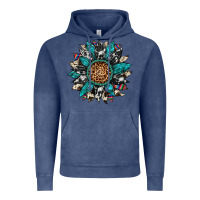 Vintage Denim cowhide leopard serape gemstone  sunflower Vintage Hoodie - Artiststas