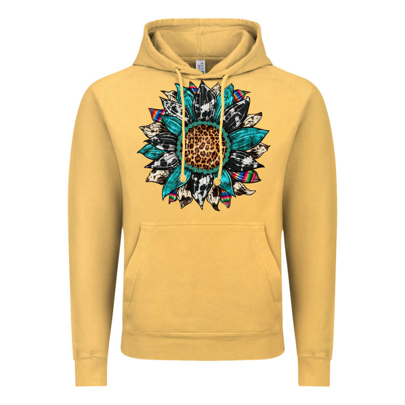 Cowhide Leopard Serape Gemstone  Sunflower Vintage Hoodie by Artiststas | Teevron