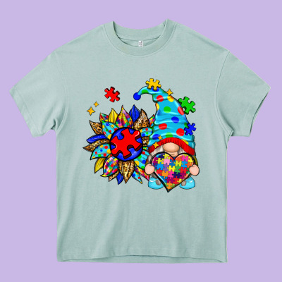Autism Sunflower Gnome Heavy Core Tee Designed By Zillion Design Studio