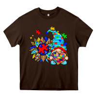 Chocolate Brown autism sunflower gnome Heavy Core Tee - Zillion Design Studio