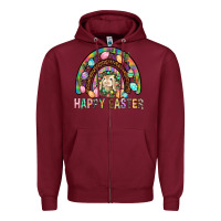 Burgundy Happy Easter Rainbow Zipper Hoodie - BundleAndBundleShop