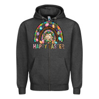Charcoal Heather Happy Easter Rainbow Zipper Hoodie - BundleAndBundleShop