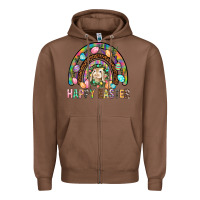 Chestnut Happy Easter Rainbow Zipper Hoodie - BundleAndBundleShop