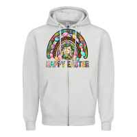 Dove Grey Happy Easter Rainbow Zipper Hoodie - BundleAndBundleShop