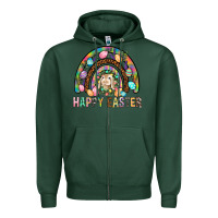 Sports Green Happy Easter Rainbow Zipper Hoodie - BundleAndBundleShop