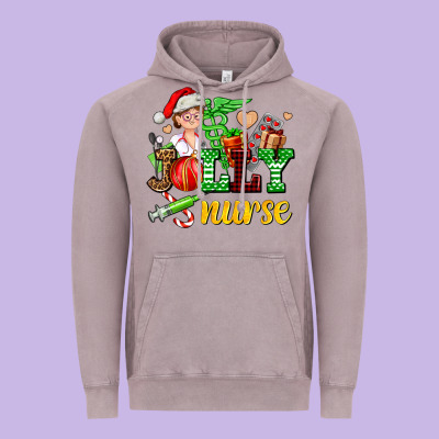 Jolly Nurse With Christmas Element Vintage Hoodie Designed By Adodesignshop