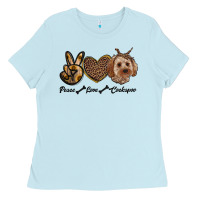 Baby Blue peace love cockapoo Ladies Tee - RanaPortraitStore