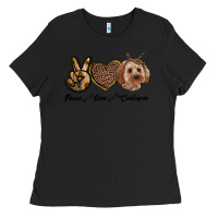 Black peace love cockapoo Ladies Tee - RanaPortraitStore