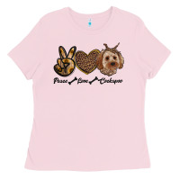 Bubblegum Pink peace love cockapoo Ladies Tee - RanaPortraitStore