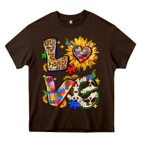Chocolate Brown autism love Heavy Core Tee - Zillion Design Studio