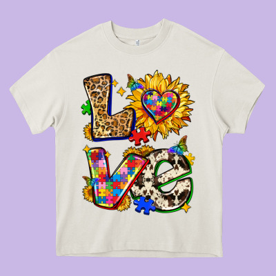 Autism Love Heavy Core Tee Designed By Zillion Design Studio