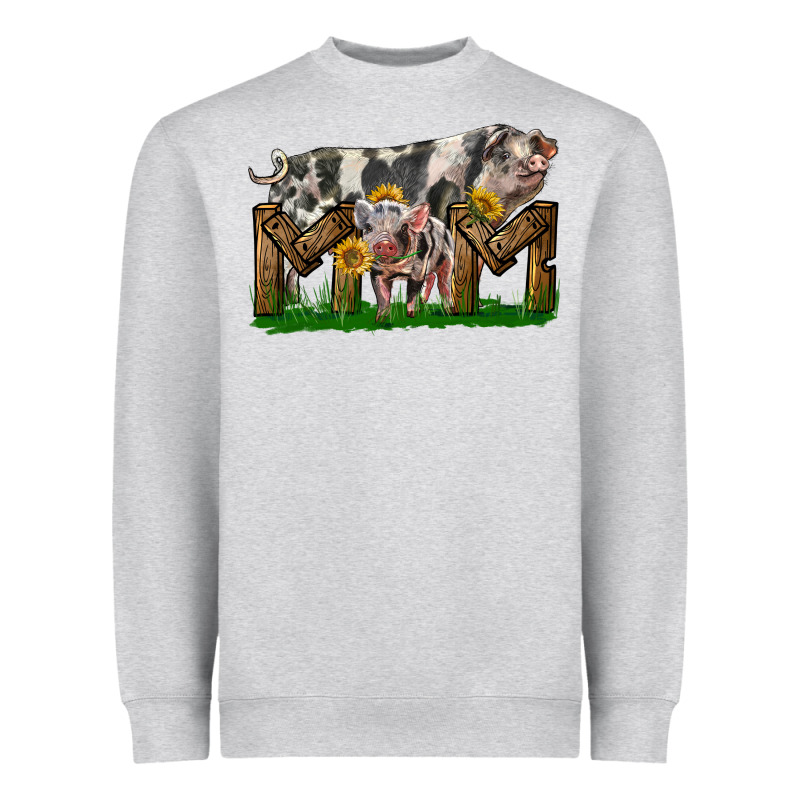 Western Mom With Spotted Pig And Baby Pig Heavyweight Sweatshirt by LillyAllenDesigns | Teevron