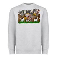 Heather Grey Western Mom With Spotted Pig And Baby Pig Heavyweight Sweatshirt - LillyAllenDesigns