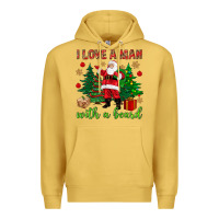 Antique Gold I love a man with a beard Christmas Premium Hoodie - NancyCooperArtShop
