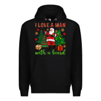 Black I love a man with a beard Christmas Premium Hoodie - NancyCooperArtShop