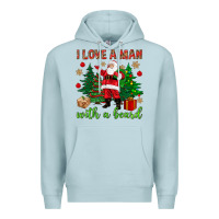 Blue Mist I love a man with a beard Christmas Premium Hoodie - NancyCooperArtShop