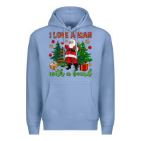 Colony Blue I love a man with a beard Christmas Premium Hoodie - NancyCooperArtShop