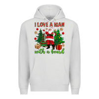 Dove Grey I love a man with a beard Christmas Premium Hoodie - NancyCooperArtShop