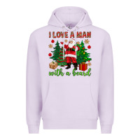 Lilac I love a man with a beard Christmas Premium Hoodie - NancyCooperArtShop