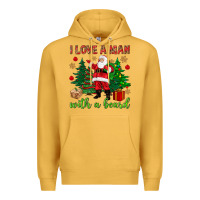 Mustard I love a man with a beard Christmas Premium Hoodie - NancyCooperArtShop